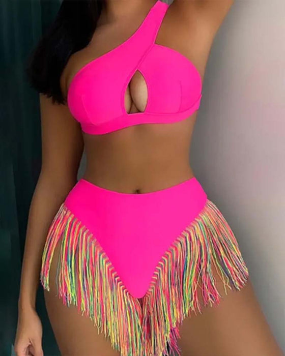 Ensemble Bikini Femme Uni Frange Parement