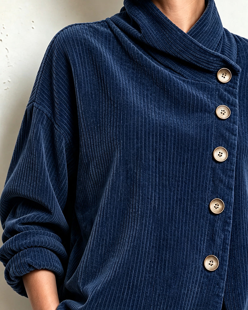 Manteau Col Roulé Bouton Lâche