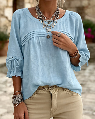 Blouse Manches Ballon Nœud Manches Trois-Quarts