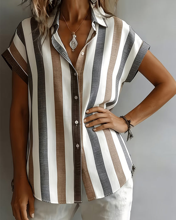 Chemise Rayure Verticale Manche Courte