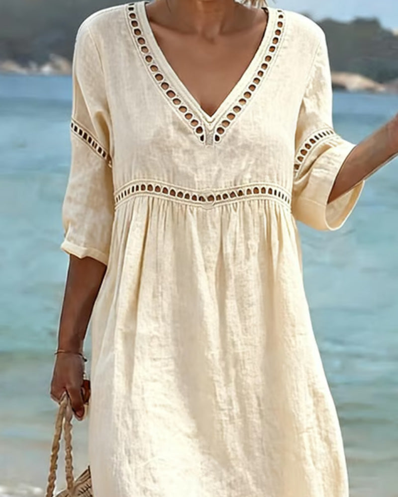 Robe Unie Ajourée Décontractée