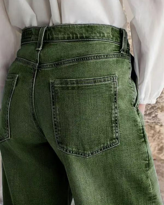 Jean Multi-Bouton Lavé Lâche