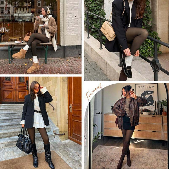 Leggings Moulants Doublés Polaire À Couture Unique