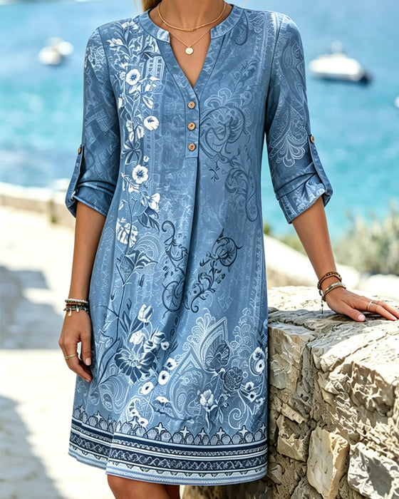 Robes Floral Manche Trois Quarts Droite