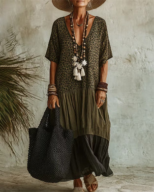 Robe Longue Décontractée À Motif Léopard