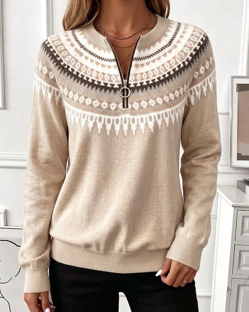 Sweatshirts Bloc De Couleur Fermeture Éclair Manche Longue