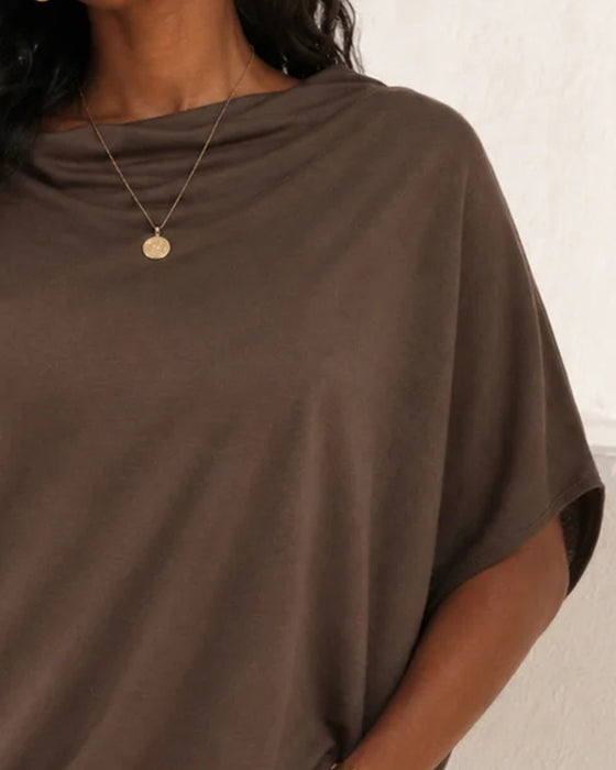 Blouse Col Drappé Uni