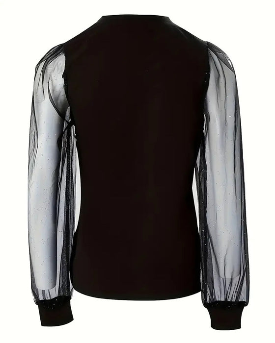 T-shirt tendance à boutons irréguliers et manches longues