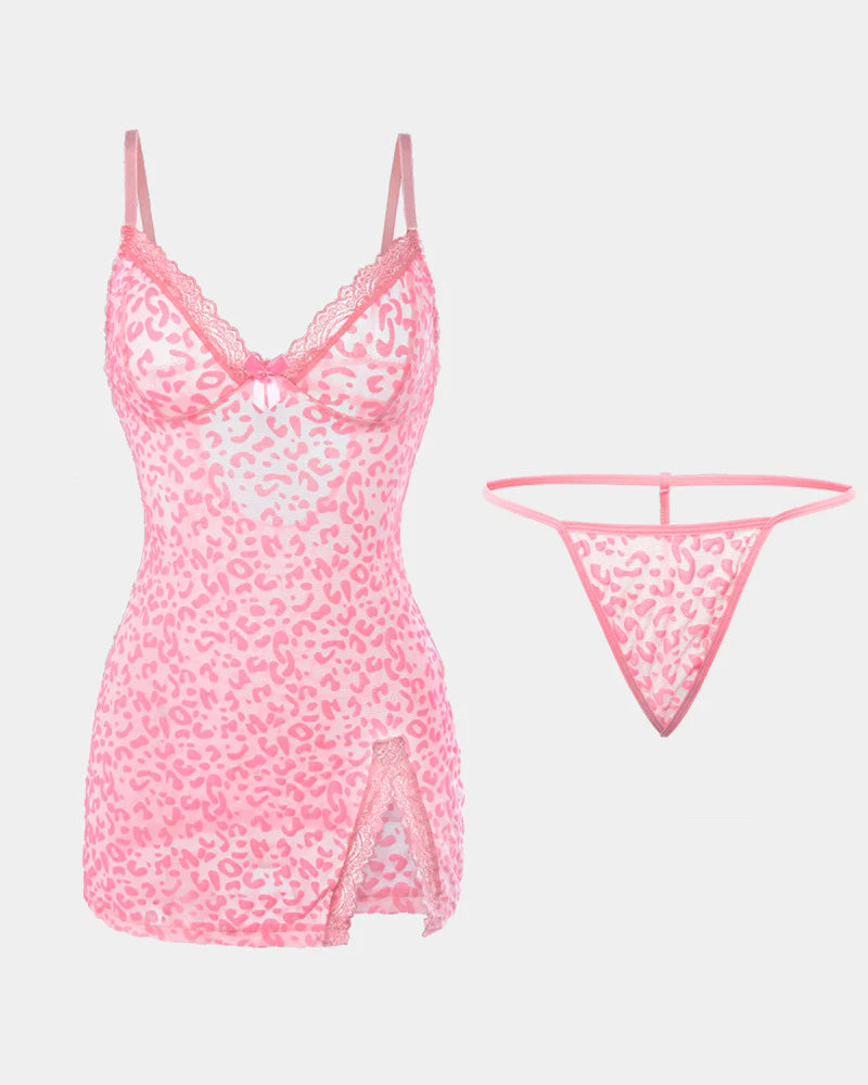 Robe Transparente Maille Serrée Jarretelles