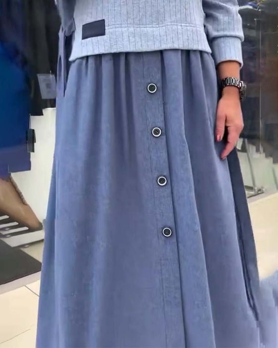 Robe Décontracté À Contraste De Couleurs Col Rond