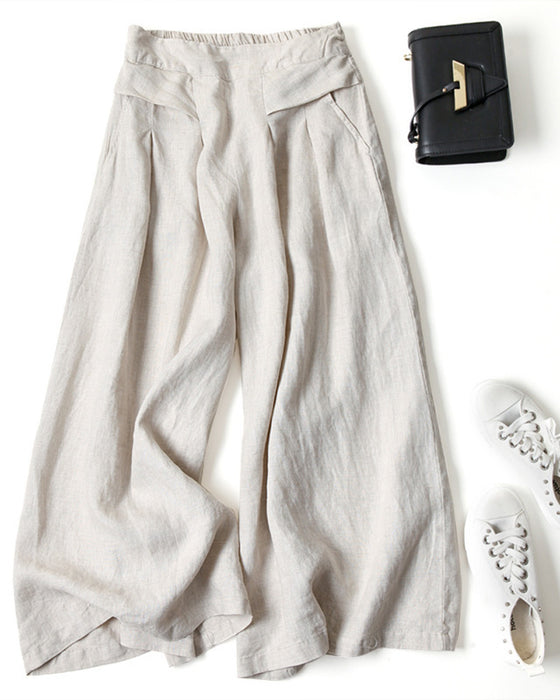 Pantalon Ample Taille Haute Affinant Raccourci