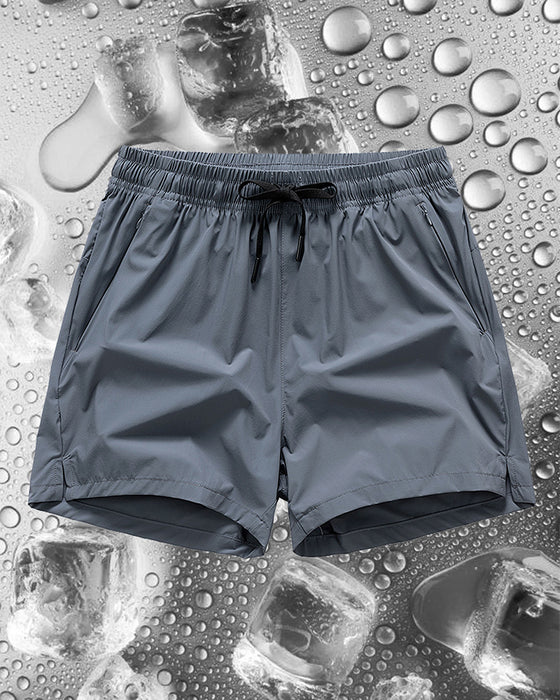 Shorts Hommes Taille Élastique Poche Séchage Rapide Ice-Soie Sport