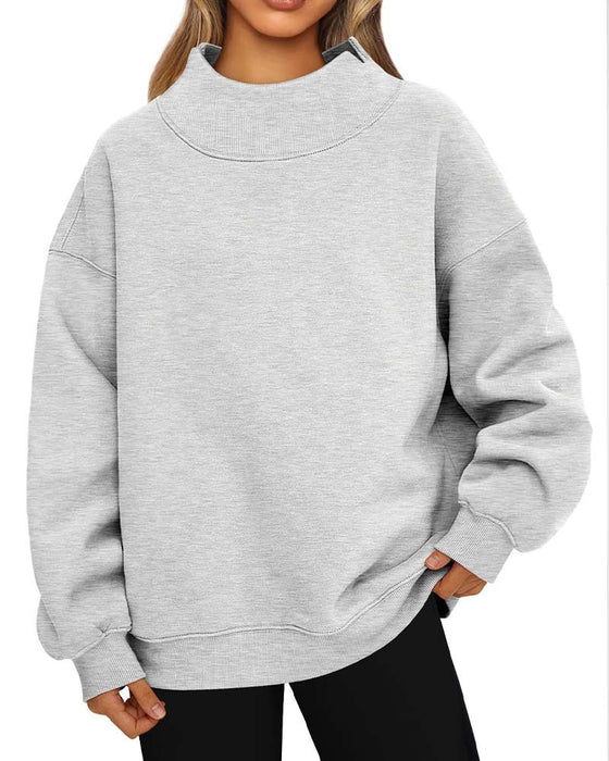 Sweatshirt Épaule Tombante Unie Manches Longues