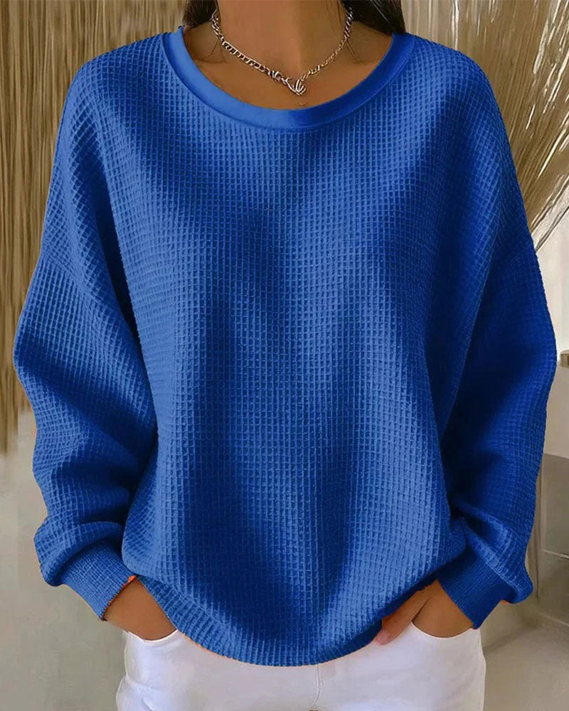 Sweatshirt Unie Texture Gaufrée Pullover