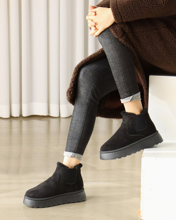 Bottes de neige à semelles épaisses de couleur unie