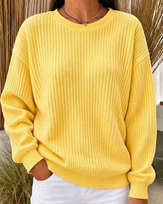 Sweatshirt Décontracté Unie Manche Longue
