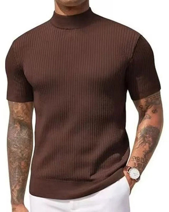 T-Shirt Mock Neck Herren Kurzarm