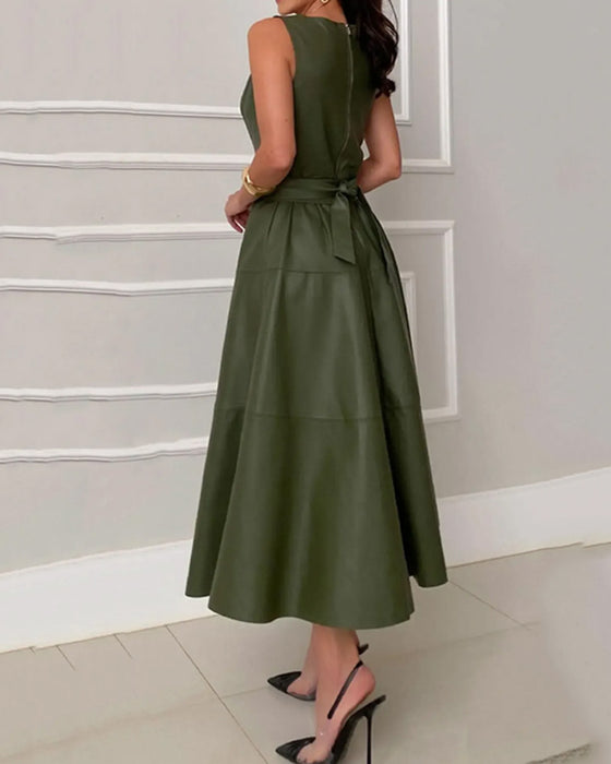 Robe Col Rond Sans Manches Ligne A