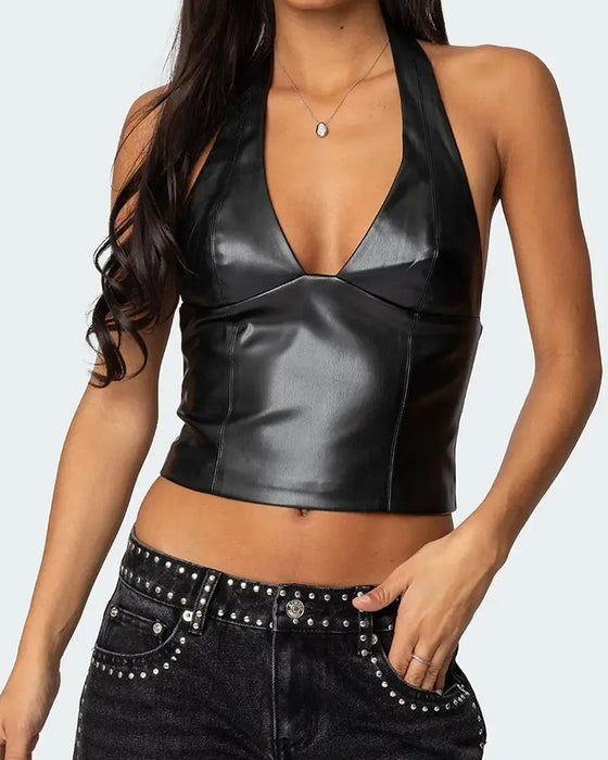 Débardeur Élégant Halter Col En V