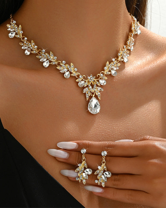 Collier Pendeloque En Larme Scintillant Et Boucles D'oreilles Ensemble