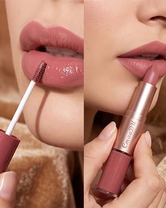 Ensemble 2-En-1 Double Embout Rouge À Lèvres Et Brillant À Lèvres