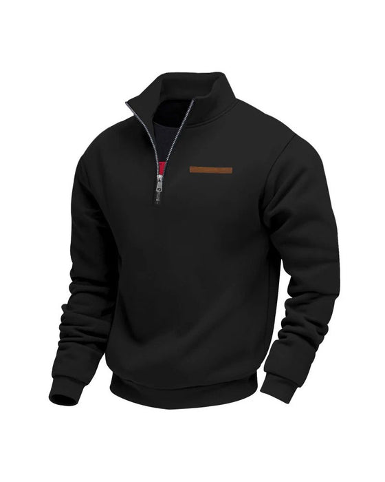 Sweatshirt Couleur Unie Col Montant Fermeture Éclair