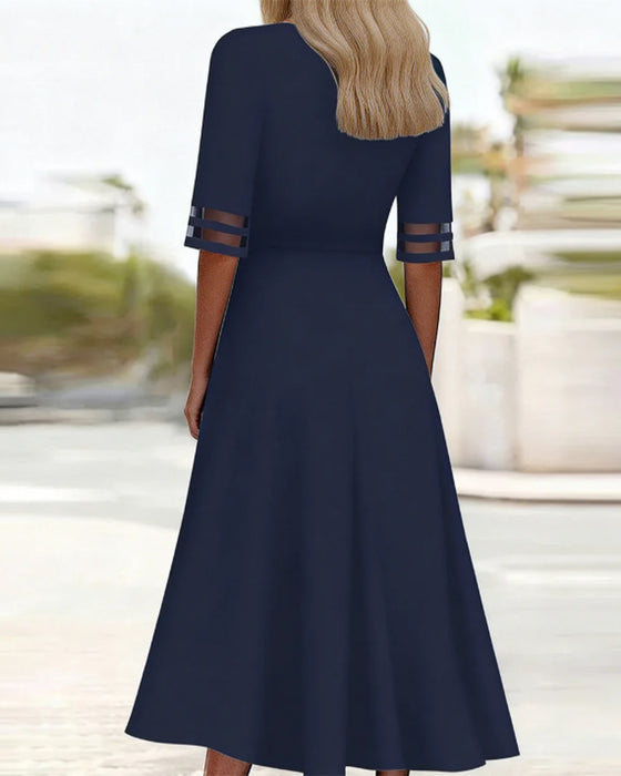 Robes Col V Uni A-Ligne