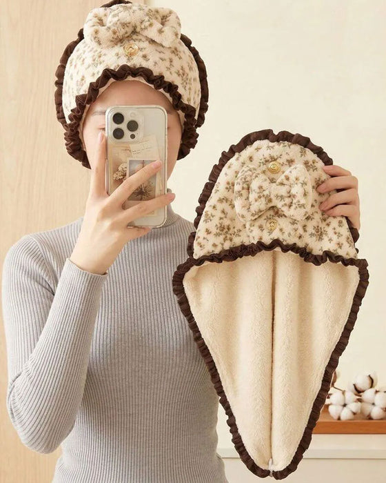 1 pièce Bonnet De Bain En Polaire Corail Dentelle Florale Pour Femme