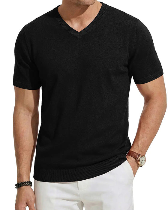 Pull Mini Col V Décontracté Unie