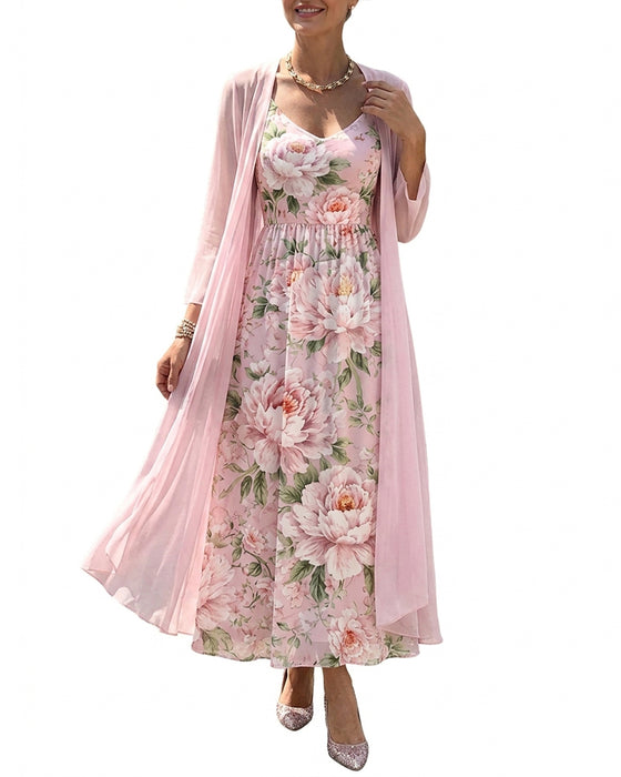 Set Imprimé Floral Robe Deux Pièces