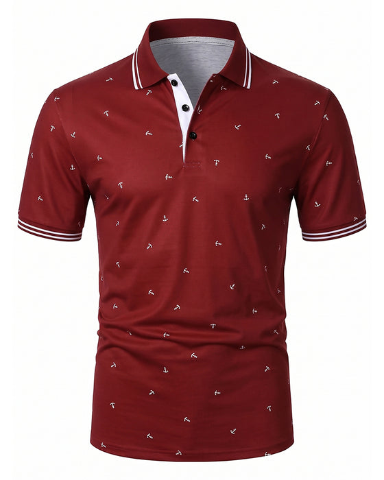 T-Shirt Col Polo Motif Flèche Décontracté