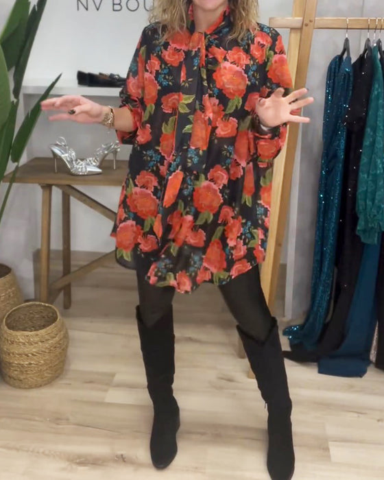 Blouse à motif fleuri et coupe ample