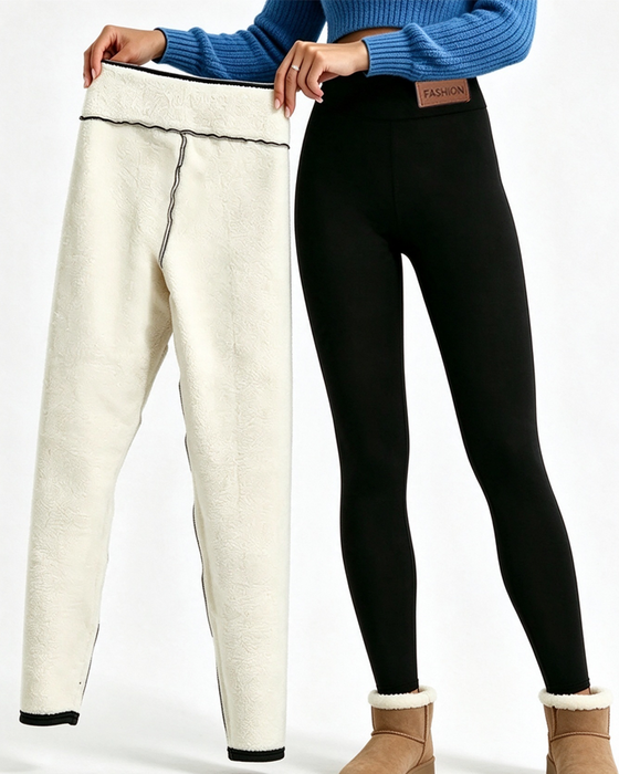 Leggings Doublé Polaire Uni Poche