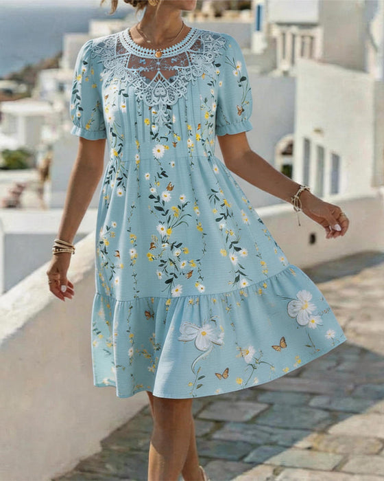 Robe Daisy Dentelle Manche Courte Vacances