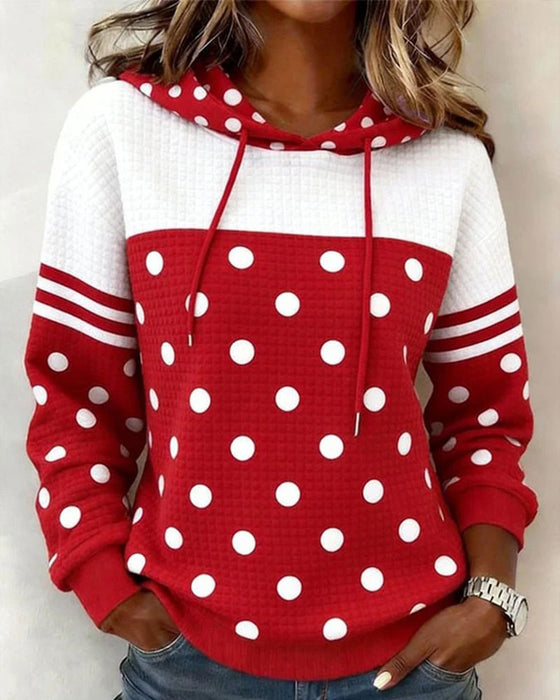Hoodie Pois Bloc Couleur Cordon