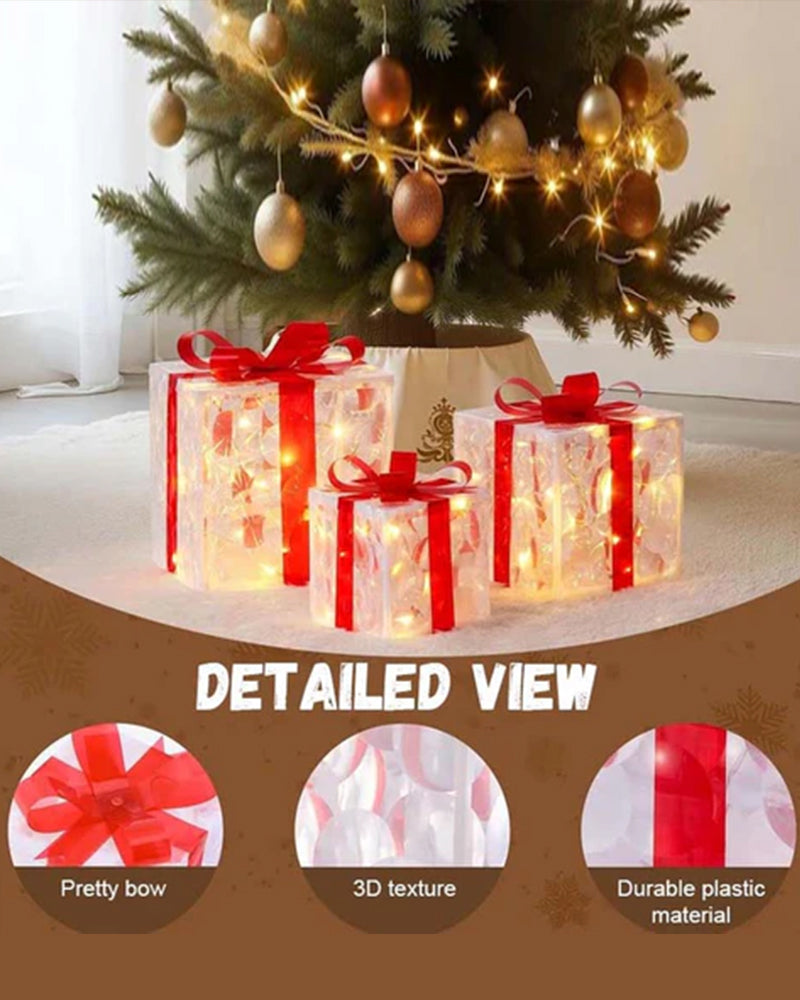 Décorations De Noël Sous Forme De Boîtes Cadeaux Lumineuses