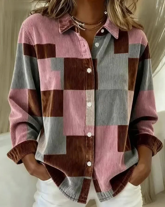 Chemise En Velours Côtelé À Revers Tendance