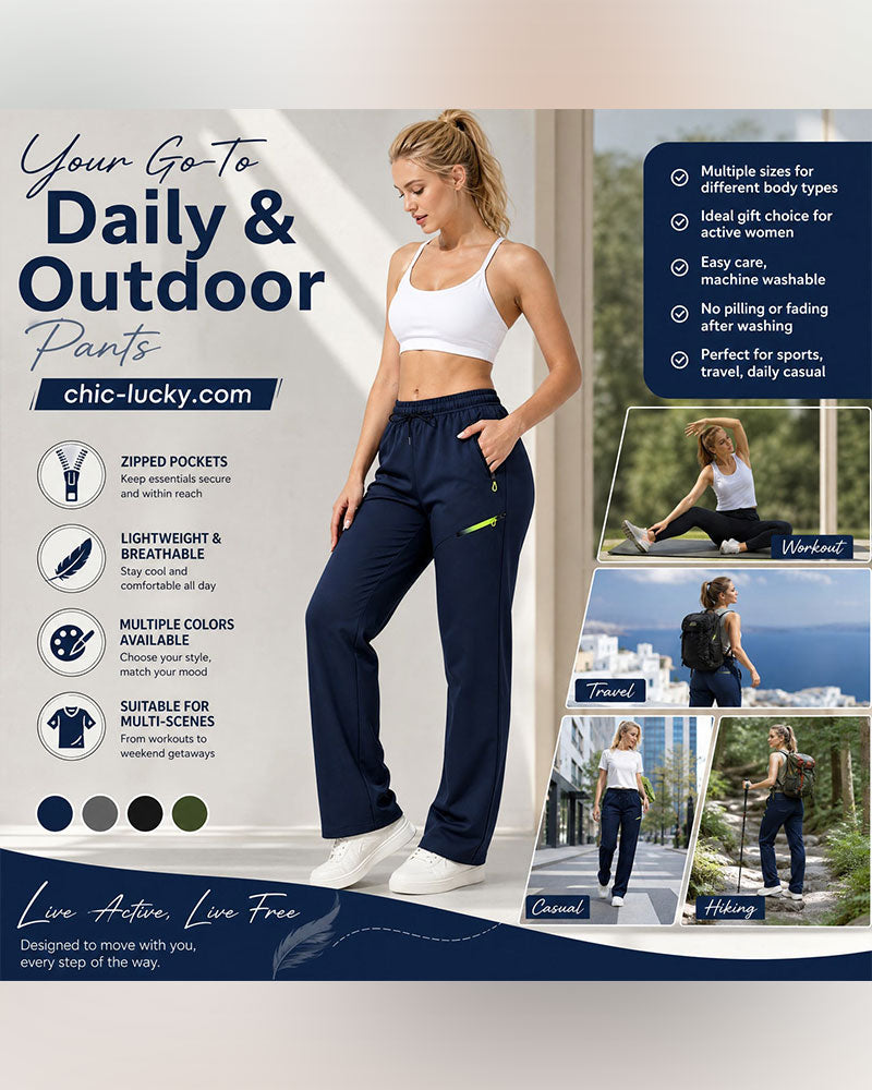 Pantalon Fermeture Éclair Pochette Jambe Droite