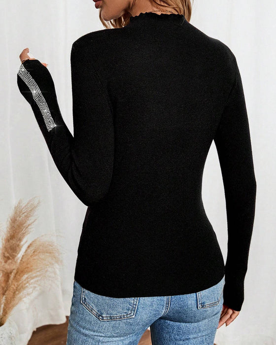 Haut de Sous-vêtement à Manches Longues Motif Diamant