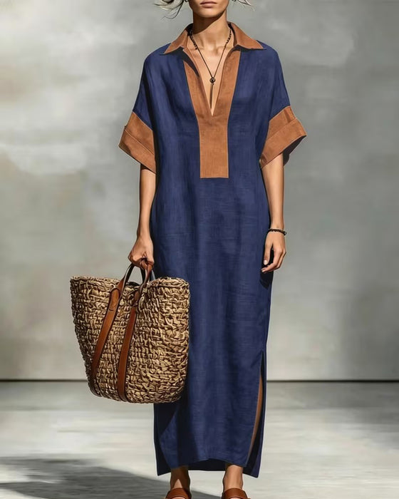 Robe Revers Bloc-Couleur Vacances