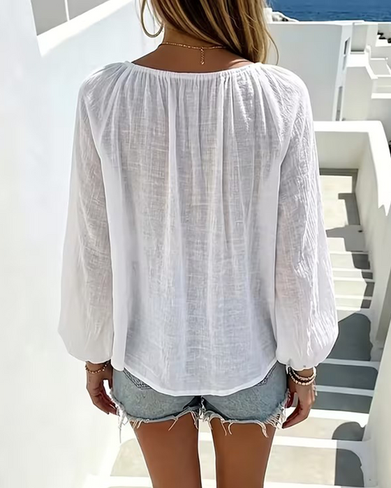 Blouse À Lacets Uni