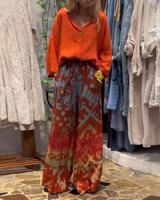 Pantalon ample ample à poches imprimées