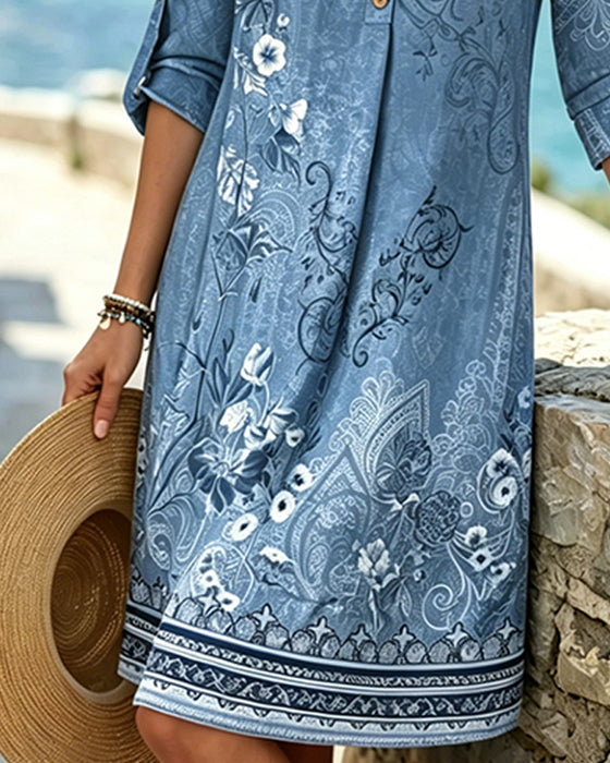 Robes Floral Manche Trois Quarts Droite