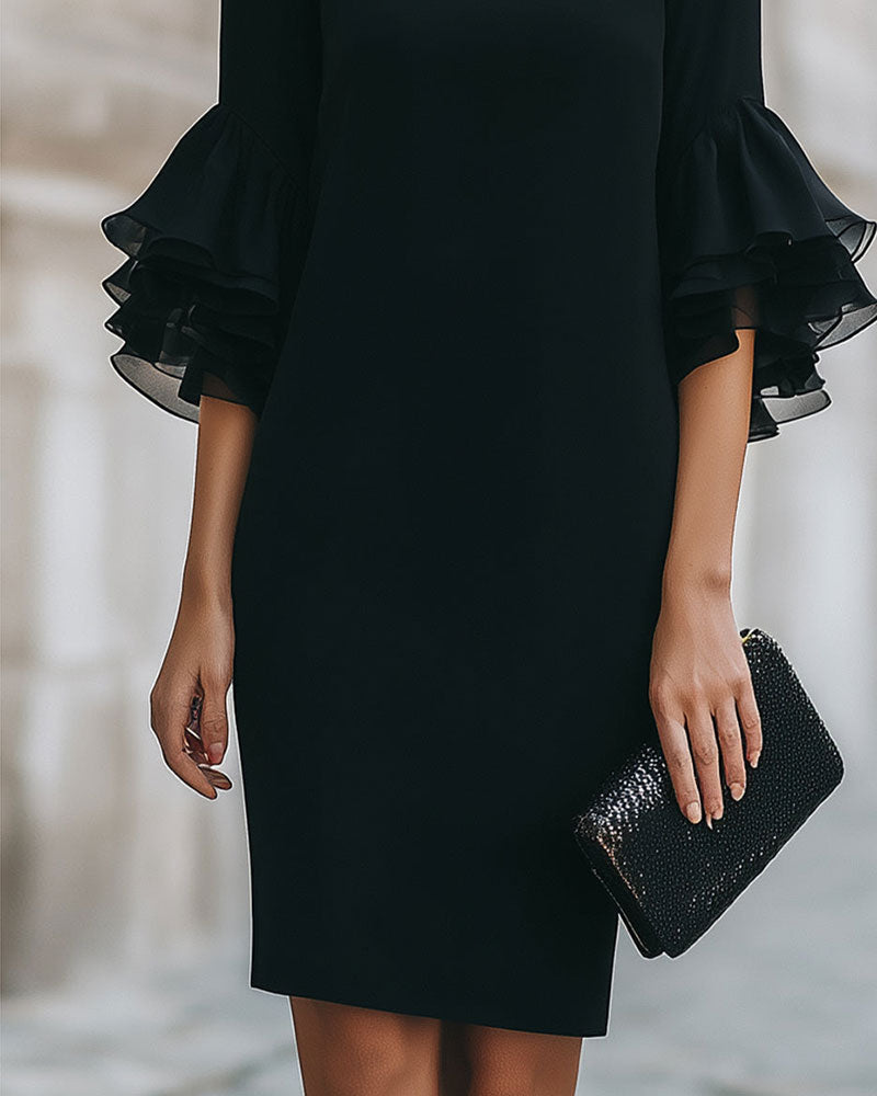 Robe Superposée Manche Évasée Slim