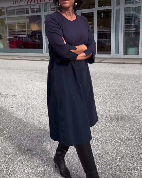 Robe Col Rond Patchwork Tendance