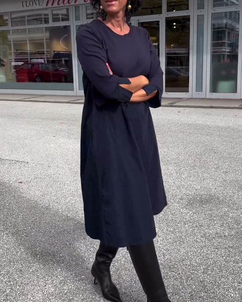 Robe Col Rond Patchwork Tendance