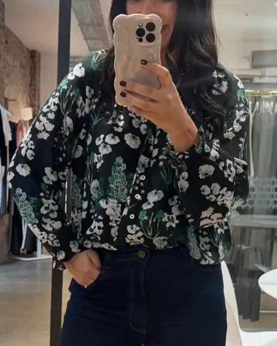 Blouse Décontractée Manches Longues Imprimée