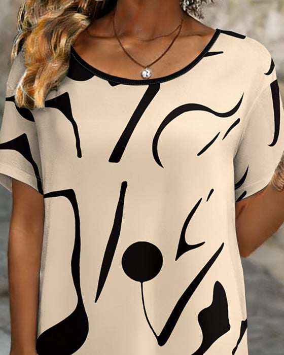 Blouse Col Rond Irrégulier Décontractée