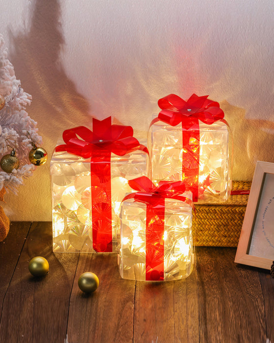 Décorations De Noël Sous Forme De Boîtes Cadeaux Lumineuses