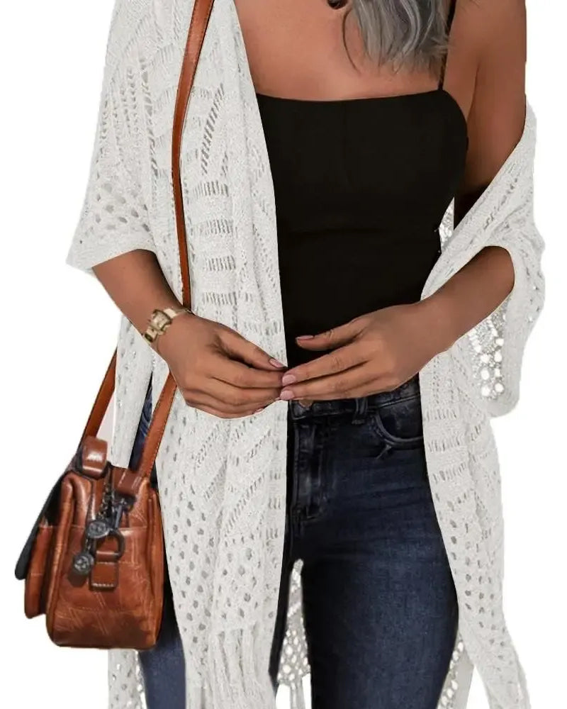 Cardigans Découpe Frange Tricot